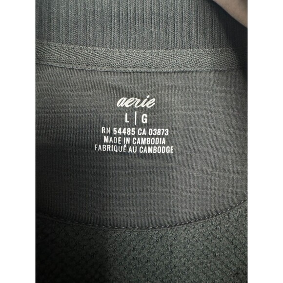 Aerie Large Dream Sherpa Sweatshirt Smoked Gray Quarter Zip Ribbed Neck NWT - Picture 9 of 13